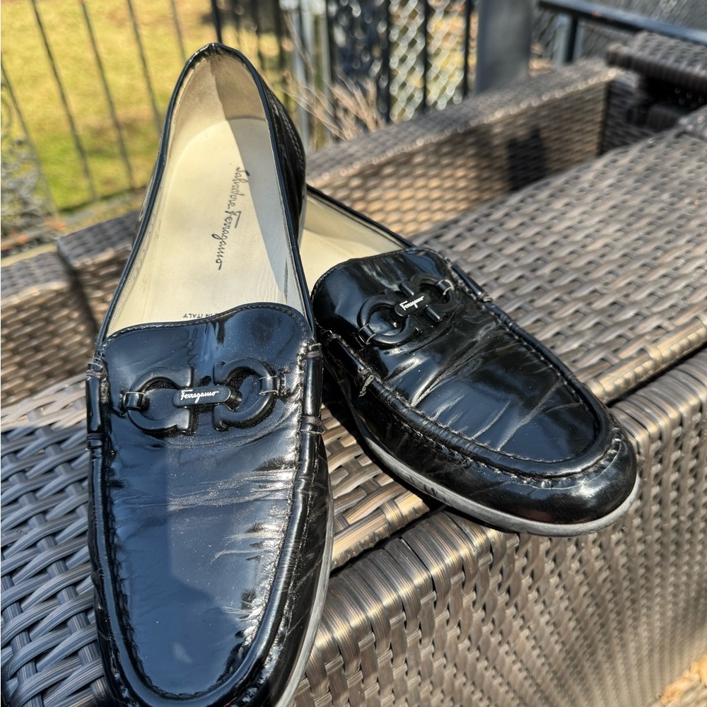 Vintage Salvatore Ferragamo  Black patent leather Loafers